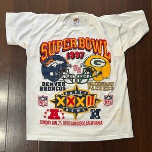 Vintage Single Stitch Super Bowl 1997 Broncos Vs Packers Mens L